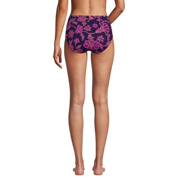 Land's End Plus Standard full cover bikini bottom control blackberry floral Var - Picture 2 of 4